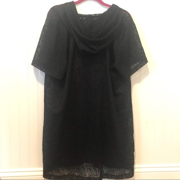 Black Lace Swimsuit cover up with zipper and hood size 1X - Picture 7 of 8